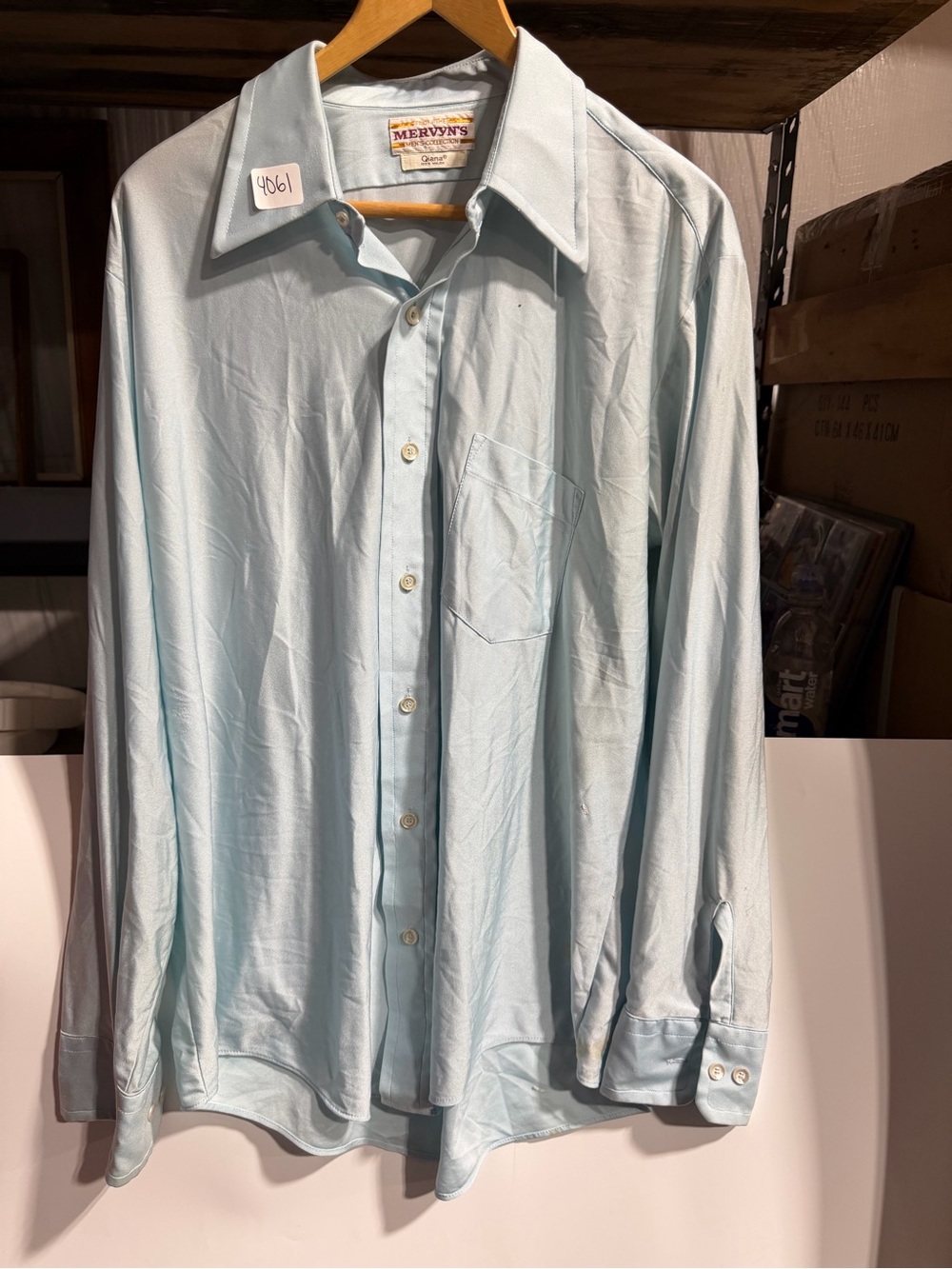 #4061-Men's Light Blue Long-Sleeve Dress Shirt